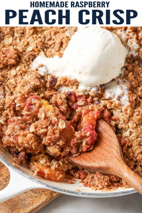 pinterest image for Raspberry Peach Crisp Recipe