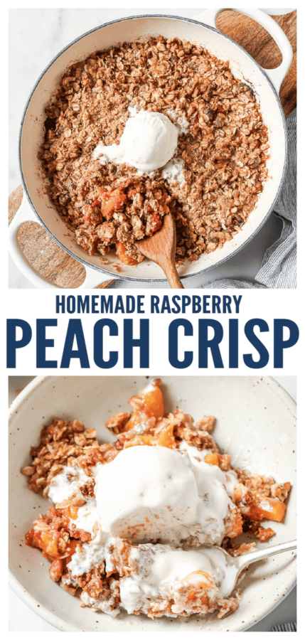 pinterest image for Raspberry Peach Crisp Recipe