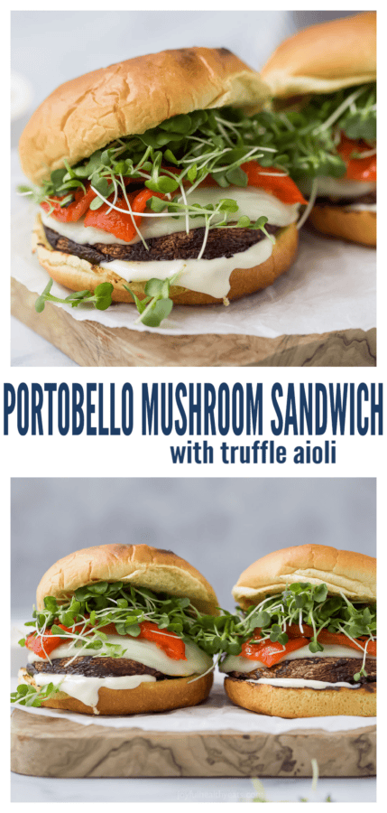 pinterest image for Grilled Portobello Mushroom Sandwich
